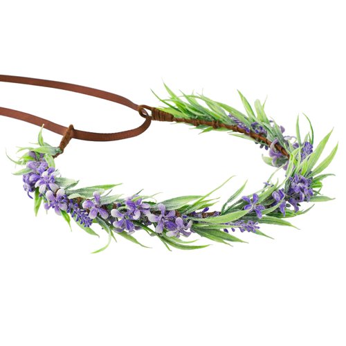 KorViSHOW Fairy Flower Crown for Women Girls - Handmade Wreath Garland Bridal Wedding Princess Cosplay Diy Renaissance Maternity Shoot Vacation Photography Props Shower Violet