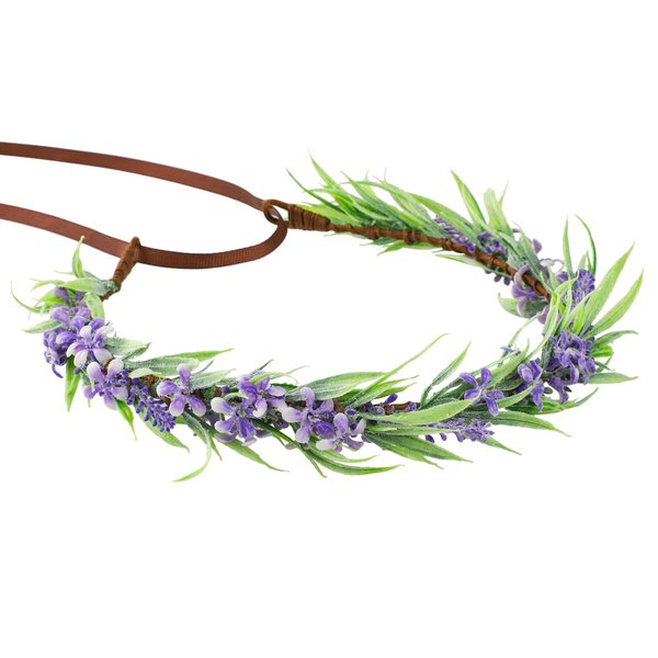 KorViSHOW Fairy Flower Crown for Women Girls - Handmade Wreath Garland Bridal Wedding Princess Cosplay Diy Renaissance Maternity Shoot Vacation Photography Props Shower Violet