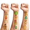 Cute Gingerbread Temporary Tattoos 10 Sheets 100 PCS Gingerbread man Party Decorations Favors Supplies Cookie Theme Birthday Stickers Gifts for Boys Girls Kids Class School Prizes Carnival Christmas