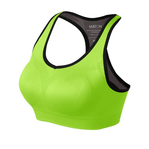 Match Racerback Sports Bras for Women – Padded Seamless Strappy Workout Tops for Yoga Gym Runing Fitness Sports Bras (Bright Green, Small)