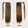 JIAMEISI Ponytail Extension Human Hair Wrap Around Clip in Hair Piece Ponytail Extension Human Hair Straight Ponytail Hair Extensions with Magic Paste 90G 20 Inch #4 Medium Brown