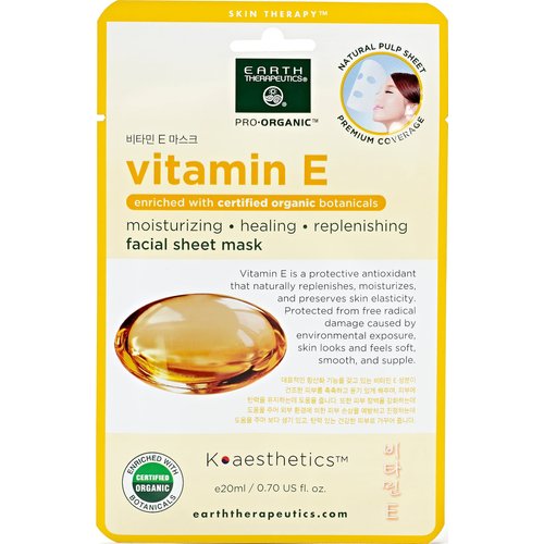 Earth Therapeutics Vitamin E Face Mask – Moisturize & Replenish your Face – Preserve Skin Elasticity -Certified Organic Facial Masks