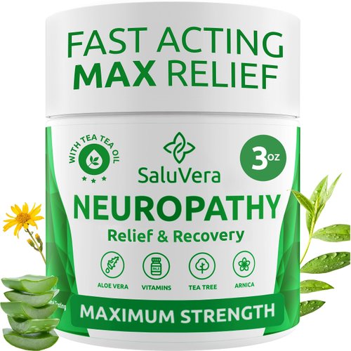 Neuropathy Pain Relief Cream - Maximum Strength Nerve Pain Reliever for Foot, Toes, Hands, Legs with Aloe Vera, Arnica, MSM Vitamin B6, and Menthol for Fast-Acting Relief 3oz