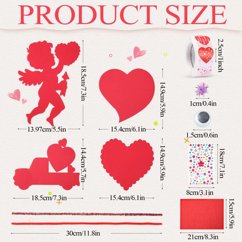 342 Packs Valentine's Day Foam Craft Set includes Assorted Shaped Foam Stickers Cutouts with Heart Alphabets Sticker Glitter Pom Poms Googly Eyes Chenille Stems Gem Stickers for DIY Party Favor