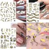 VOTACOS 12 Sheets Nail Art Stickers Decals White Black Gold Stripe Line Nail Decals Self-Adhesive Marble Wave Nail Art Supplies for Nail Decorations 3D Nail Accessories for Women French Nail Design