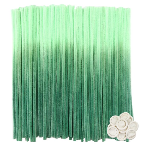 TOAOB 100pcs Pipe Cleaners Gradient Green Chenille Stems for Crafts 12 Inch Fuzzy Sticks Craft Supplies for DIY Art Craft Projects Home Decorations