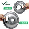 W10196406 and W10196405 Chrome Stove Burner Drip Pan Set for Whirlpool Amana Maytag Magic-Chef Kenmore Electric Range with Locking Slot, Includes 2 6-Inch and 2 8-Inch Drip Bowls