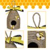 Bee Hive Decor,3 Pack Bumble Bee Rustic Decor Hive,Natural Bee House, Bumble Bee Theme Party Decor Spring Summer Rustic Farmhouse Kitchecn Table Tiered Tray Decor