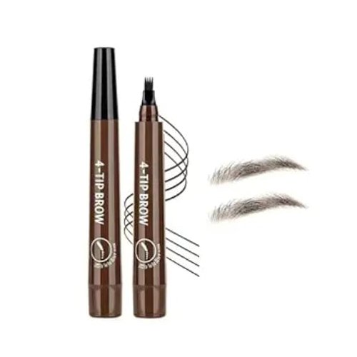 Eyebrow Pencil for Natural Looking Brows, Waterproof, 4-Tip Microblade Applicator, Brown