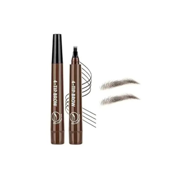 Eyebrow Pencil for Natural Looking Brows, Waterproof, 4-Tip Microblade Applicator, Brown
