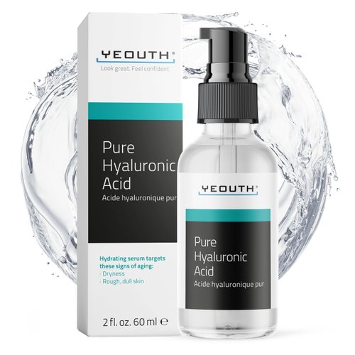 YEOUTH Pure Hyaluronic Acid Serum for Face 100%, Hydrating Serum for Dull Skin, Moisturizing Serum, Hyaluronic Serum for Face for Women & Men 2oz