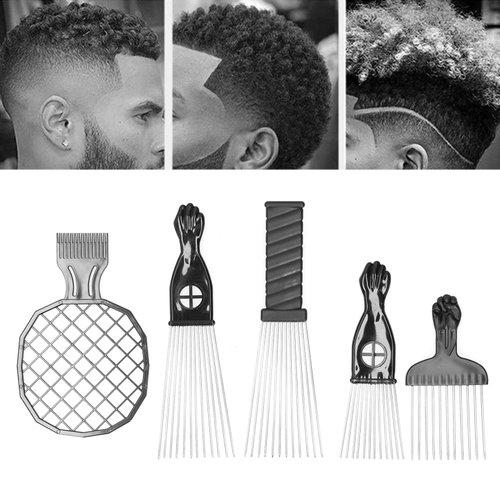 Afro comb 5 pieces Afro Pick Afro comb, stainless steel Afro African Hair Pick Comb Twist Comb Set Hair Styling Tool, for thick, curly and long hair