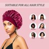 4PCS Silk Bonnet for Sleeping,Hair Wrap Satin Bonnets Shower Cap for Black Women Men, Elastic Wide Band Hair Bonnet Cap for Sleeping Curly Hair(Black & Wine Red & Purple & Brown)
