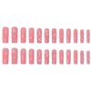 Foccna Pink Press on Nails Long 3D Flower Fake Nails Square Bling Glossy Rhinestone False Nail Tips Artificial Nails Finger Manicure for Women and Girls,24pcs