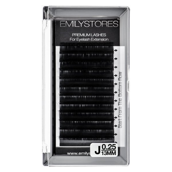 EMILYSTORES Lash Extensions 0.25mm Thickness J Curl 13mm Length Volume Individual Semi-Dull Black Eyelashes For Eyelash Extensions (0.25,J,13mm)