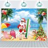Merry Christmas Party Decorations Kit, Christmas Balloon Arch Garland Kit with Red Green Golden Candy Balloons, Summer Hawaiian Christmas Backdrop Banner,Tropical Beach Xmas Party Decors Supplies