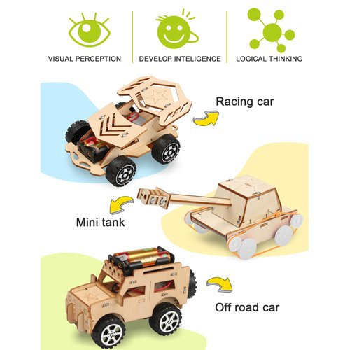 Poraxy 5 in 1 STEM Kits for Kids Age 8-10, Science Building Projects Craft for 8-12, Model Car Kits, Toys for Ages 8-13, Wooden 3D Puzzles, Birthday Gifts for 7 8 9 10 11 12 13 Year Old Boys and Girls