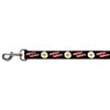 Dog Leash Bacon Eggs Black 6 Feet Long 1.5 Inch Wide