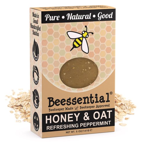 Beessential Natural Bar Soap, 4 Count Variety, with Moisturizing Beeswax, Shea Butter, Olive Oil (Peppermint, Honey & Yogurt, Tea Tree, Lemongrass) - Made in the USA, 5 oz