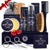 Lionmane Beard Care Christmas Gifts Kit for Men, Beard Mustache Grooming Kit-Beard Balm, Beard Wash, Beard Oil, Brush, Scissors, Birthday Anniversary Thanksgiving Gifts for Husband/Boyfriend/Dad/Him