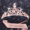 Yean Birthday Silver Tiaras Crown Crystal Princess Crowns Rhinestone Tiara with Comb Headband Sash Crown for Women a n d Girls (Rose Gold)