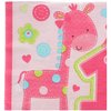 Amscan One Wild Girl 1st Birthday Luncheon Napkins, 6.5", Pink