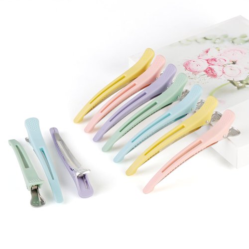 Neon Duck Billed Roller Clips - 10 Pcs Professional Hair Sectioning and Cutting Clips for Salon Styling, 4.32 Long