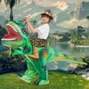 COMIN Inflatable Dinosaur Costume Kids, Green T Rex Dinosaur Blow Up Costume Riding on Dino Halloween Costumes Funny for Family Party 36"