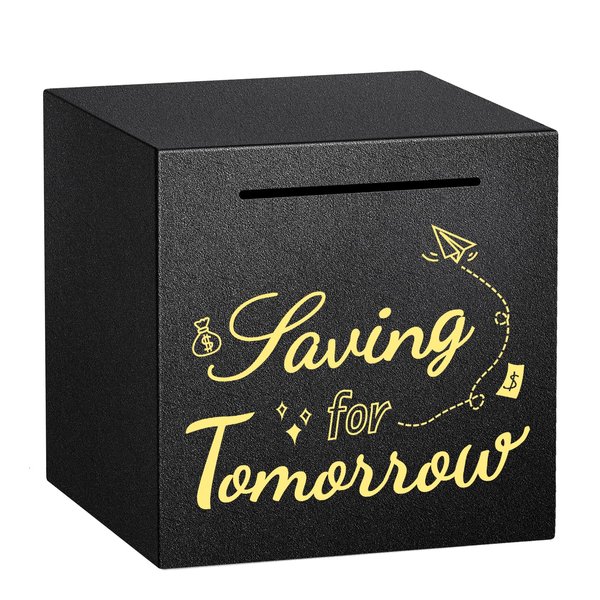 Piggy Bank for Adults Must Break to Access Money, Stainless Steel Savings Bank Adult Piggy Bank for Real Money, Metal Savings Box for Cash Saving - 5.9"