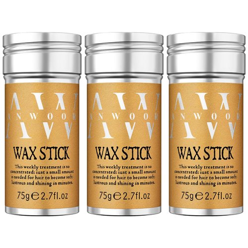 AnWoor Hair Wax Stick, 3PCS - Wax stick for Hair Wigs Edge Control, Hair Wax Stick for Flyaways, Taming Frizz, Hair Styling Slick Stick for Pomade & No-Greasy - 2.7 Oz