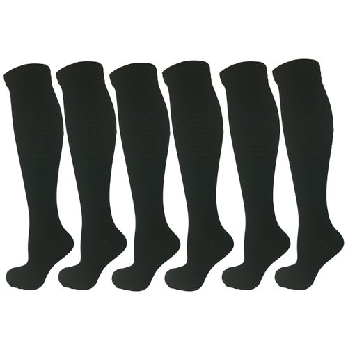 6 Pair Black Small/Medium Ladies Compression Socks, Moderate/Medium Compression 15-20 mmHg. Therapeutic, Occupational, Travel & Flight Knee-High Socks. Women's Shoe Sizes 6-10, Men's Sizes 5-9