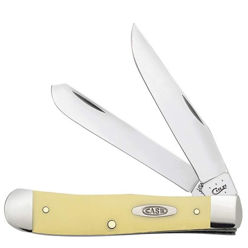 Case XX WR Pocket Knife Yellow Synthetic Trapper High Carbon Steel Blades Item #161 - (3254 CS) - Length Closed: 4 1/8 Inches