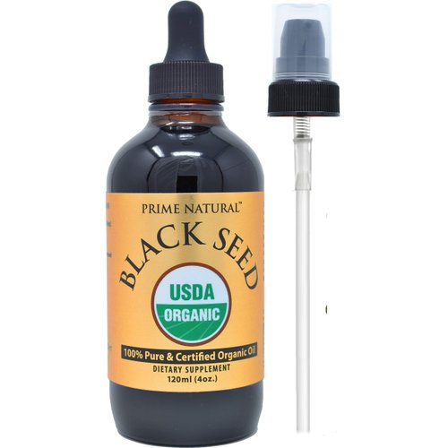 Organic Black Seed Oil 4oz - Cold Pressed Unrefined High Thymoquinone 1.7% USDA Certified - Turkish Origin Potent Nigella Sativa Liquid - Vegan Omega 3 6 9, Antioxidant Immune Boost Joints Skin Hair