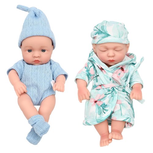 ONEST 2 Sets 7 Inch Dolls Cute Baby Dolls Include 2 Pieces Baby Mini Dolls, 2 Sets Handmade Doll Clothes