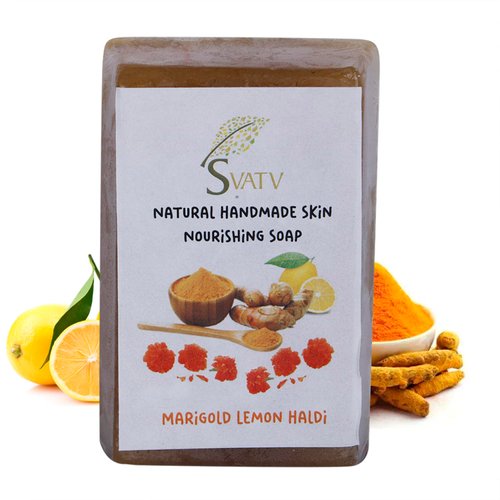 SVATV Marigold Lemon Turmeric Soap Handmade Natural Bar Soap for Men & Women, Moisturizing Body & Face Soap, 125g x 2