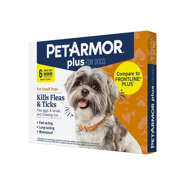 PetArmor Plus for Dogs Flea and Tick Prevention for Dogs, Long-Lasting & Fast-Acting Topical Dog Flea Treatment, 6 Count, small