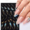 8 Sheets French Tip Nail Art Stickers Decals French Stripe Marble Glitter Nail Art Decals 3D Self-Adhesive Nail Art Accessories Line Ribbon Nails Design Nail Supplies for Women DIY Nail Decorations