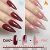 YTD Likomey Color Changing Gel Nail Polish,15ml Translucent Nude Pink Burgundy Red Mood Temperature Change Color Christmas Winter Ombre Thermal Salon Home Nail Art Manicure UV Nail Gel Varnish,WB08