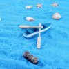 Set of Blue Mini Rowboat Mini Tiny Wooden Boat with Oars for Fairy Garden Kits for DIY Fairy Garden Dollhouse Decoration with Oars Canoe Model,Figurines Dollhouse Accessories Décor