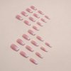 ANDGING Ombre White Press on Nails Coffin Short Medium Fake Nails with Glue Gel Acrylic French Tip Glue on Nails with Gradient Design Manicure Stick on Nails False Nails for Wedding Birthday Cl87O67