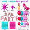 130PCS Spa Party Decorations for Women Girls Spa Party Balloons,Lipstick High Heel 4-Point Star Exploding Star Foil Balloon and Fringe Curtain for Spa Makeup Birthday Slumber Pamper Party Supplies