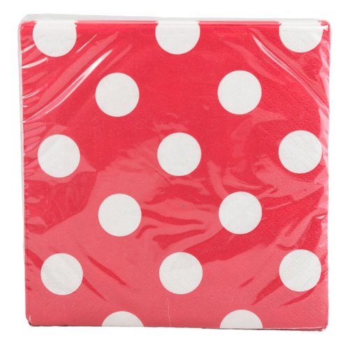 Amscan Disposable, Dots Beverage Napkins, Red, One Size 16ct Party Supplies, 5" x 5"