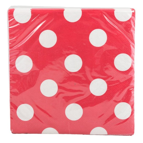 Amscan Disposable, Dots Beverage Napkins, Red, One Size 16ct Party Supplies, 5" x 5"