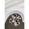 Press on Nails Medium Almond French Tip Fake Nails Full Cover False Nails with Black Stars Designs Y2K Press on Nails Glossy Acrylic Nails Rhinestones Artificial Nails for Women Girls 24 Pcs