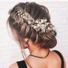 1 Pcs Crystal Wedding Hair Comb with 2 Pcs Rhinestone Bridal Hair Pins Pearl Crystal Hair Accessories for Bride Bridesmaids Flower Girls(Gold)