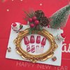 Christmas Press on Nails Short Coffin Fake Nails with Snowflake Stripe Designs French Tip Nails Press ons Glossy Glue on Nails Red Acrylic Nails Winter Nude Stick on Nails for Women 24Pcs