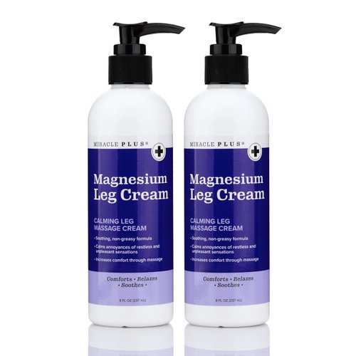 Miracle Plus Magnesium Cream For Leg Relief | Magnesium Lotion Calming Leg Cream Herbal Moisturizer Topical Body Butter Soothes + Calms Sensations, Itching, & Shaking, 2pc