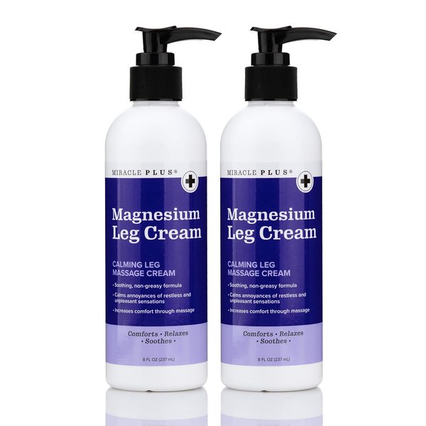 Miracle Plus Magnesium Cream For Leg Relief | Magnesium Lotion Calming Leg Cream Herbal Moisturizer Topical Body Butter Soothes + Calms Sensations, Itching, & Shaking, 2pc