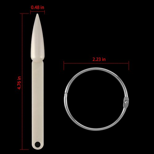 KINJOEK 3 Set Total 150 Pointed Tips Natural Nail Swatches Sticks, Nail Art Supplies Stiletto Practice Tips Display Board Sample Sticks with Ring for Nail Art Polish Color Test Display Home DIY