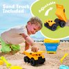 AuntyFey Beach Sand Toys for Toddler 1-3 with Beach Sand Trucks, 2 Collapsible Beach Toys for Kids Ages 4-8, Sandbox Toys for Toddler, Collapsible Beach Sand Buckets with Castle Sand Molds Shovels